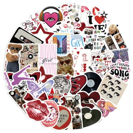 Reccisokz 50 Pezzi Stickers Aesthetic,Cartoon Adesivi Delle Y2k, Impermeabili, Per Laptop, Valigie, Auto, Telefono, Per Bambini E Adulti