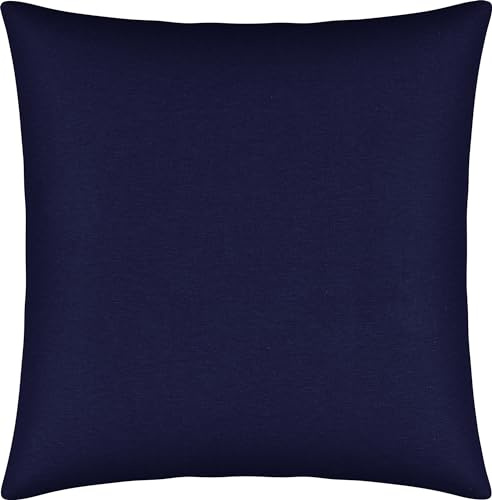 Erwin Müller Kuschelkissenbezug, Kissenhülle Single-Jersey Murnau - dunkelblau Größe 40x40 cm - bügelfrei, strapazierstark, elastisch, mit Reißverschluss