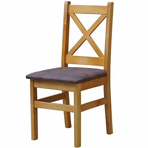 Stol stoppningsstol, korsetstool, alder al, massiv furu, trä, ny restauran (miljövänlig-brun)