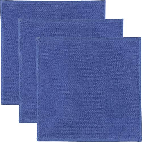 Erwin Müller Reinigungstuch, Putztuch, Putzlappen, Spültuch 3er-Pack blau Größe 25x25 cm - 100% Baumwolle, zum Spülen oder Staubwischen, robust und langlebig, mit Frottierseite