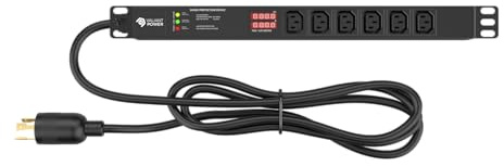 Valiant Power Rack Mount Power Strip - 240V 30A Single Phase PDU with Built-in Surge Protector, Volt & Amp Meter for Data Center - 19” Metal Housing, Ears & Fittings Included, 6’ Cable, 6 Outlets