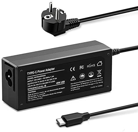 Cargador USB-C 45W PD para Chromebook Carga Rápida Compatible con DELL HP Acer ASUS Lenovo Samsung Google Adaptador Tipo C Portátil