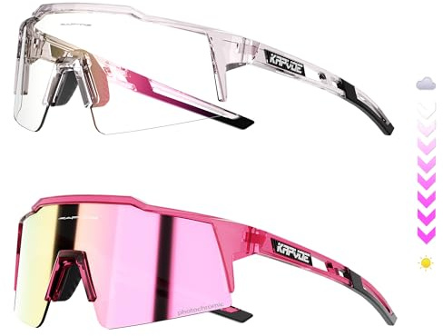 KAPVOE Gafas de Ciclismo Fotocromáticas Gafas de Sol Deportivas con Lentes Claras para Hombres y Mujeres Protección UV400 TR90 Deportivas MTB BTT Bicicleta Bici Correr Voleibol Tenis Conducir Pesca 61