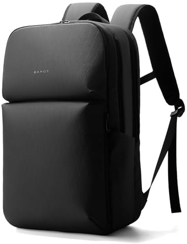 BANGE Rucksack Herren, Wasserdichter Laptop Rucksack mit 15.6 Zoll Laptop für Herren Damen, Geometrisches Design für tägliche Arbeit, Schwarz