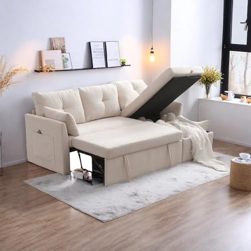 Zepneiy Divano con funzione di sonno, grande divano a 3 posti, a forma di L, design moderno, mobili imbottiti, poltrona lounge con seats, mobili da soggiorno, divano letto, reversibile, chaise