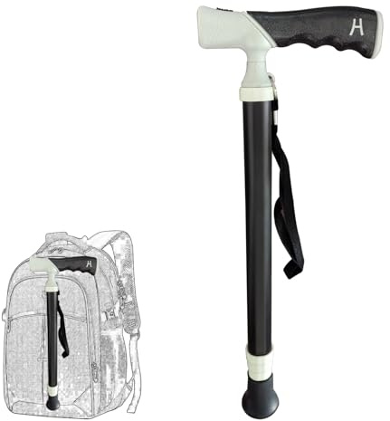 Polonais de Trekking bâton de randonnée à Double Usage - Randonnée réglable Polonais de Trekking légers Conception de Voyage Compact(1PC) (Noir, 105cm)