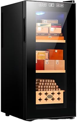 Elektrisk Cigarrhumidor Fuktighetskontrollerad Humidor, Elektronisk Cigarrskåp, Cigarrhumidorer, Konstant Temperatur Och Fuktighet, Kan Förvara Rött Vin 35Lx240Counts