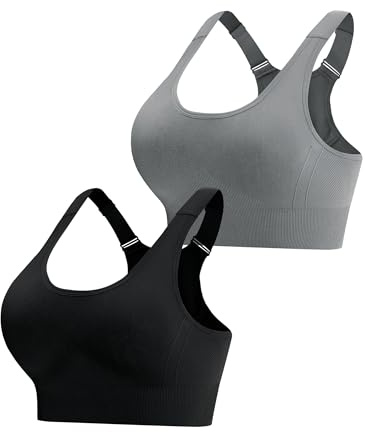 Aseniza sport-BH dam push up sport bh justerbar sportbehå med breda remmar starkt grepp utan bygel korsad rygg vadderad fitness löpning jogging yoga bh