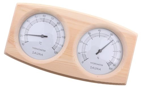 Fonowx Thermomètre et Hygromètre de Sauna En Bois 2 En 1, Accessoires D'intérieur à Double Cadran