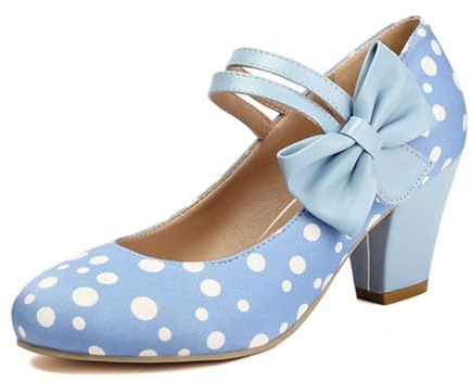 Generico 2026 Scarpe Tradizionali con Tacco Scarpe da Ballo Grosse Scarpe da Sposa Scarpe da Ballo con Tacco a Blocco Ballerine Scarpe Eleganti con Tacco e Fibbia