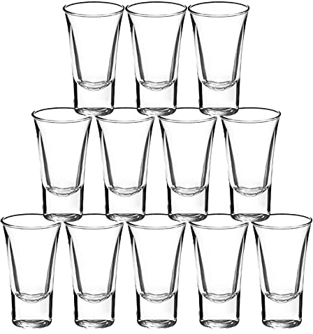 Gmark 2 oz Shot Glasses Set of 12 - Heavy Base Standard Shot Glass for Tequila, Whiskey & Espresso - Clear Glass Shooters & Mini Dessert Cups for Parties & Home Barware GM2026