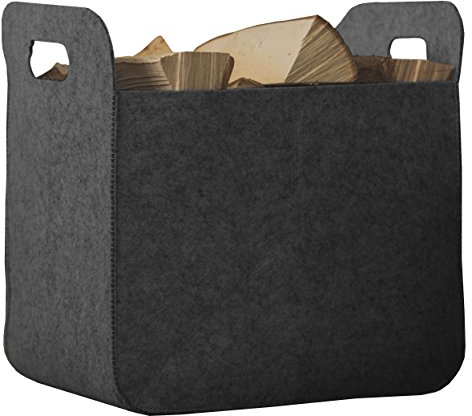 Rubberneck, Cesta portalegna e portaoggeti in feltro antracite, con impugnatura