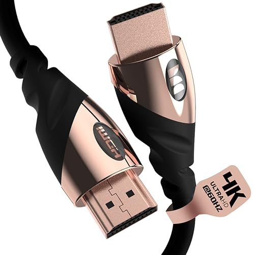 Monster Rose Gold HDMI Cable 4K Ultra HD — Compatible with Xbox Series X, PlayStation 5, Nintendo, Apple TV HDMI Cable — 24K Gold Contacts, High Speed 21 Gbps, 60/120 Hz, Duraflex Coating (4 FT)