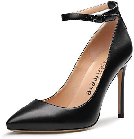 Castamere Scarpe col Tacco Donna Sky Cinturino alla Caviglia Tacco a Spillo 10CM Nero PU Scarpe EU 38.5