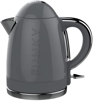 FUNKY Retro Kettle, Large 1.7L Capacity, 3kw Fast Boil with Easy Pour - Grey