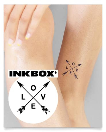Inkbox Temporary Tattoos, Semi-Permanent Tattoo, One Premium Easy Long Lasting, Waterproof Temp Tattoo with For Now Ink - Lasts 1-2 Weeks, Crossed Destinies, 2 x 2 in