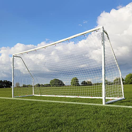 QuickPlay Q-Fold Match Folding Soccer Goals for Backyard - All-Weather uPVC Training Goals for Kids and Youth - Portable Fast-Fold Soccer Goal Nets for Practice and Small-Sided Games