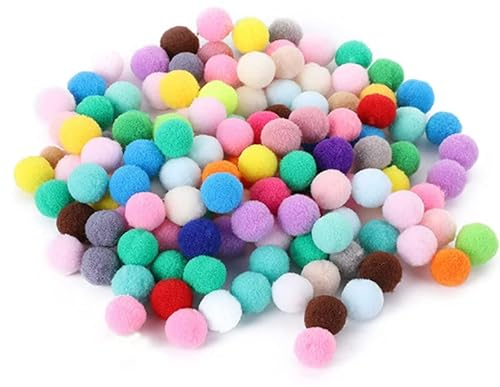 Fyihoxi 200 Stück Pompons zum Basteln,2cm Pom Poms,Pompons Bunt,Mini Pompons zum Basteln,Pompons Deko,Bunte Plüschbälle,Pom Pom Crafts,Pompons Bälle Bunt Für Kinder Für Lustige DIY Kreative Handwerk