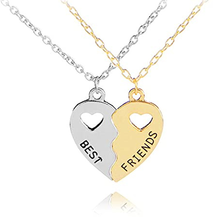 2 piezas BFF Collares Collar de la amistad Best Friends Collar Corazón para Niñas Regalos de Cumpleaños Colgante Cadena Regalos
