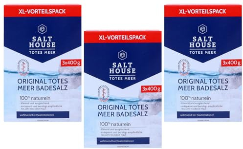 3x Salthouse Original Totes Meer Badesalz wohltuend bei Hautirritationen, 1,2kg (3er Pack)