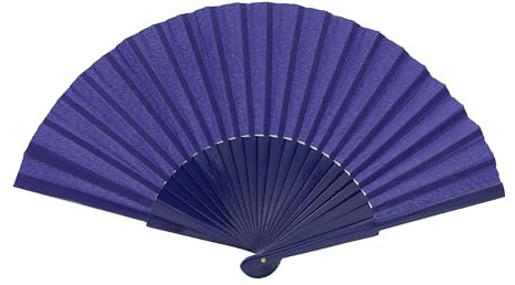 MAPIMANIA - Ventaglio Blu in Legno Laccato a Mano bifaccialee e Tessuto, Ventaglio Donna Pieghevole, Ventagli Matrimonio, Ventaglio Giapponese Elegante da Cerimonia Resistente