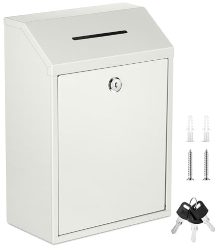 Yaocom Metal Money Box,White,11.81 x 8.58 x 4.72 Inch,No Lid