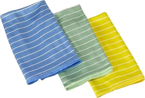 FS shop Panno Pulizia in Fibra Naturale di Bambù 350g 40x40 cm 3 Pezzi e 1 Panno 18x14 in Omaggio per Occhiali e Cellulare per la Pulizia della Casa, Mobili, Vetri, Cucina, Bagno