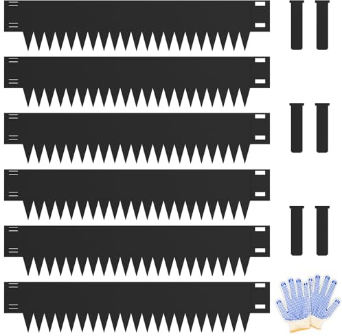 Ganeekiron Metal Landscape Edging 6-Pack, Steel Edging Powder Coating - 40 L x 8 H Strips Garden Edging Border with 6 Clips - Edge for Lawn Yard (20Ft Total, Black)