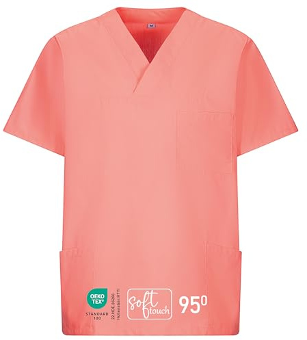 EXNER Medizinischer Schlupf-Kasack, OP-Kasack, Unisex, für Krankenpflege, Altenpflege, Farbe Electric pink, Größe 7XL
