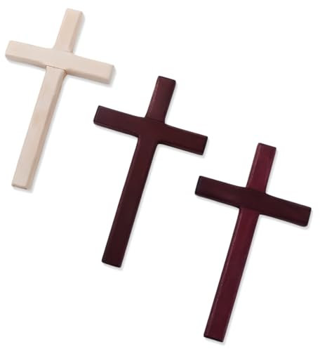 JEYORZY 3 Pezzi Crocifisso Da Parete, Croce In Legno, Ornamento di Preghiera Regalo, Decorazione Da Parete Per Soggiorno, Regalo, Appeso, Nascita, Comunione, Battesimo