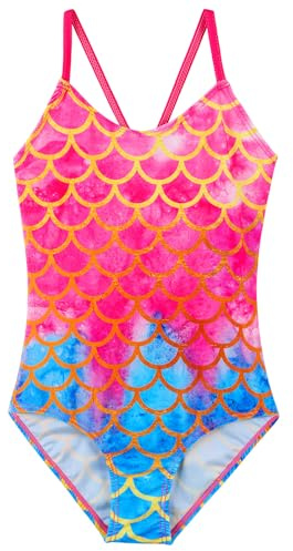 ZNYUNE Bañador de una Pieza para niñas Secado rápido Elastano UPF 50+ para Niñas de 3 a 11 Años S460 HotPinkScale 104/110
