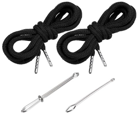 PATIKIL Drawstring Cords 130cm / 51 Inch, Hoodie, Black, 2pcs | Replacement Draw Strings, with 2pcs Easy Threaders, for Shorts Pants, Jackets, Coats, Sweatpants, Hoodie