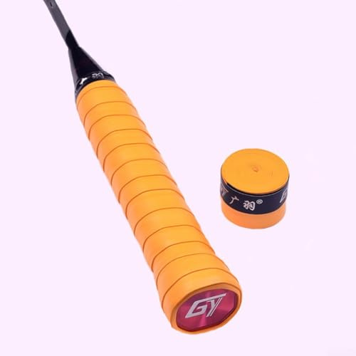 Cinta adhesiva de mano de agarre de 110 cm de longitud con revestimiento de poliuretano para raquetas de bádminton, tenis, squash, volantes y cañas de pescar (amarillo)