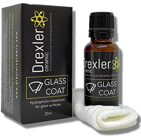 Drexler Ceramic Glass Coat 20ml – Rivestimento Ceramico per Parabrezza e Finestrini | Protezione Idrorepellente, Migliorata visibilità e Resistente all'Acqua per Parti in Vetro
