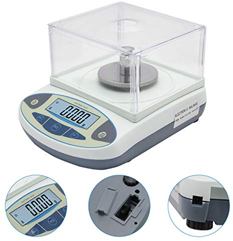 Bonvoisin 0,001 g Elektronische Analysenwaage Hochpr?zises Labor Laborwaage 1 mg Pr?zisionswaage Wissenschaftliche Waage Schmuckwaage Gold Küchenwaage Waage mit Windschutzscheibe (500gx0,001g)