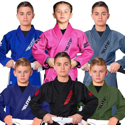 Elite Sports Kids BJJ GI, Youth IBJJF Children’s Brazilian Jiujitsu Gi kimono W/Preshrunk Fabric & Free Belt (Premium Pink,C2)