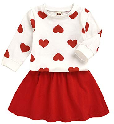 Verve Jelly T-shirt da bambina con gonna a maniche lunghe con stampa a cuore a maniche lunghe Top + gonna tutu 2 pezzi Set di vestiti