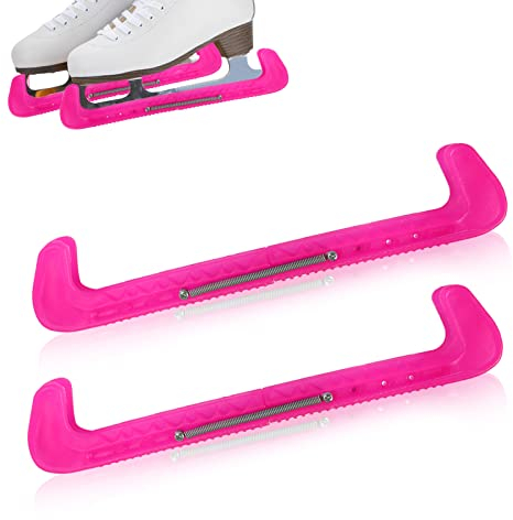 Cyrank 1 Paar Sport Hockey Blade Guards, Kufenschoner Schlittschuhe, Eishockey Skate Blade Guards Kunststoffabdeckung mit Spring Schlittschuhschoner für Kinder Erwachsene Eiskunstlaufschuhe