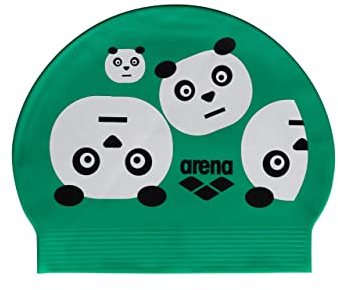 Arena Bedruckte weiche Latex-Badekappe für Damen und Herren, für langes Haar, reduziert den Widerstand, 100% Latex, Crazy Panda