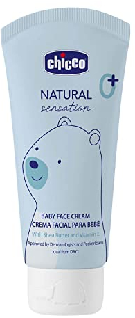 CHICCO Natural Sensation Gesichtscreme mit Sheabutter und Vitamin E, schützt die Haut vor äußeren Einflüssen und Rötungen, regeneriert die Hautbarriere, spendet Feuchtigkeit und schützt, 50 ml