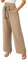 Actcat Damen Hose mit weitem Bein, leicht und elegant, elastischer Bund, Sommerhose mit Taschen, für legere Arbeit geeignet Sommerhose Damen leicht musselin Hose lang,Khaki,L