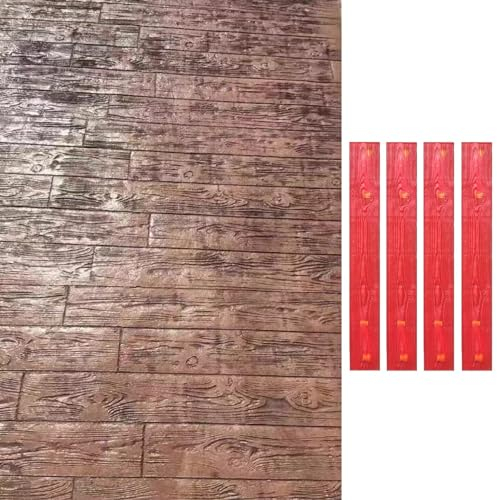 Moules Béton Tampons en Polyuréthane pour Enduit à Béton, Tapis De Texture Estampé en Béton de Bois de 120 cm X 15 cm, Moules en Béton pour Aménagement Extérieur du Sol(Color:4 PCS)