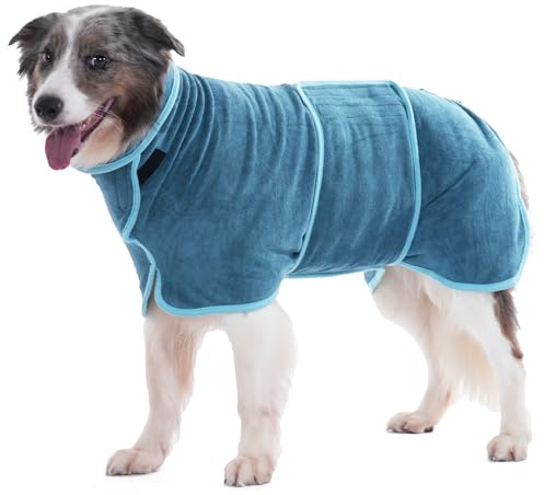 HezzLuv Peignoir Microfibre Ultra Absorbant pour Chien, Manteau de Séchage Rapide, Doux Serviette pour Chiot et Animaux Adulte, Bain, Natation, Toilettage
