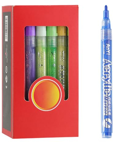 lafomukea 12 Colors Acrylic Paint Markers, Acrylstifte für Fotoalbum DIY Scrapbook, Keramik, Glas, DIY Crafts Making Art Supplies, Ostern und Weihnachten, Kinder