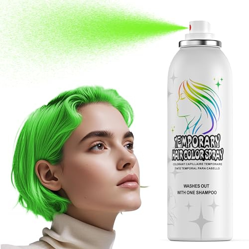 Grünes Temporäres Haarfarbspray - Sanfte Formel, Waschbar & Nicht Klebrig | Sofortige Haarfarbe-Alternative für Erwachsene | Halloween, Kostüm, Party-Make-up, 150ml