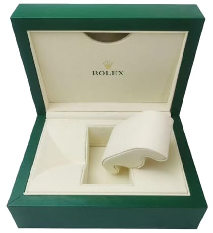 ROUREOX Verde Caja Reloj Única Ranura Almacenamiento Estuche Onda Patrón Tapa Oculto Documento Compartimento Crema Interior para Rolex M Size