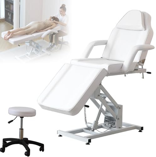 Tavolo da massaggio elettrico, letto di bellezza per spa resistente, con telecomando regolabile in altezza 63-82 cm, angolo gamba/schiena regolabile da 135° a 180°, capacità di carico 300 kg