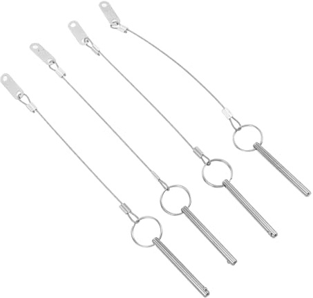 Cabilock Pasador de Seguridad de Liberación Rápida de Acero al Carbono 6x60 Mm, Juego de 4 Piezas con Resorte de Auto Reinicio y Anilla para Amarre, Pasador Marino para Hardware de