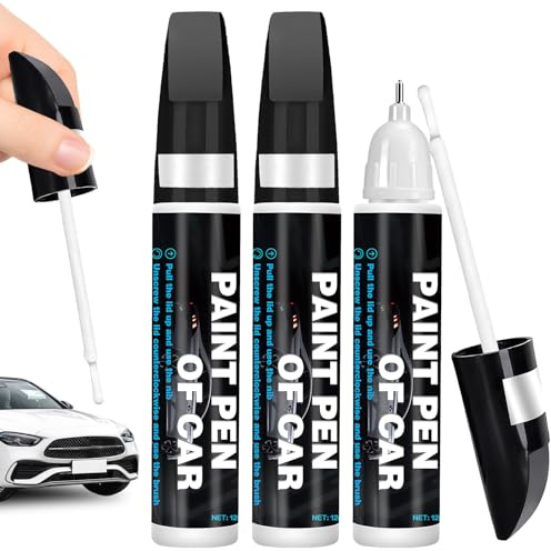 KEORHEZ 3 Pezzi Bianco Penna Ritocco Carrozzeria, Ritocco Vernice Due in Uno, con Testina A Pennello E Punta A Penna, Adatti per Ripara Graffi Carrozzeria Auto (12 ML * 3)