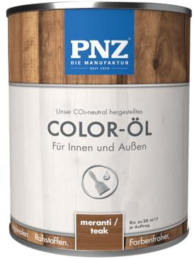 PNZ Color-Öl für Innen und Außen | lösemitttelfreies Farböl | Nachhaltig hergestellt mit regionalen Rohstoffen | für alle Hölzer, auch Bienenhäuser, Gebinde:2.5L, Farbe:meranti/teak
